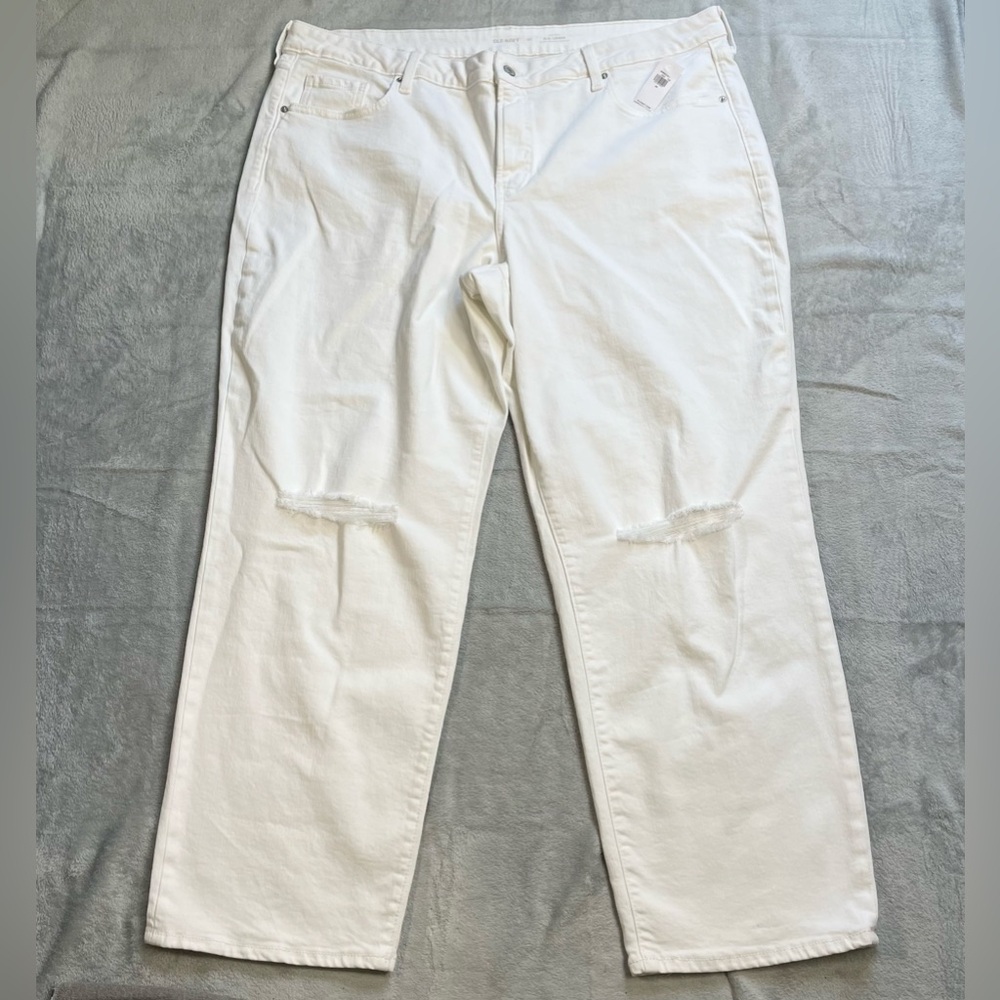 Old Navy Jeans‎ 22 Womens Plus NWT OG Loose High Rise Ripped White Secret Smooth